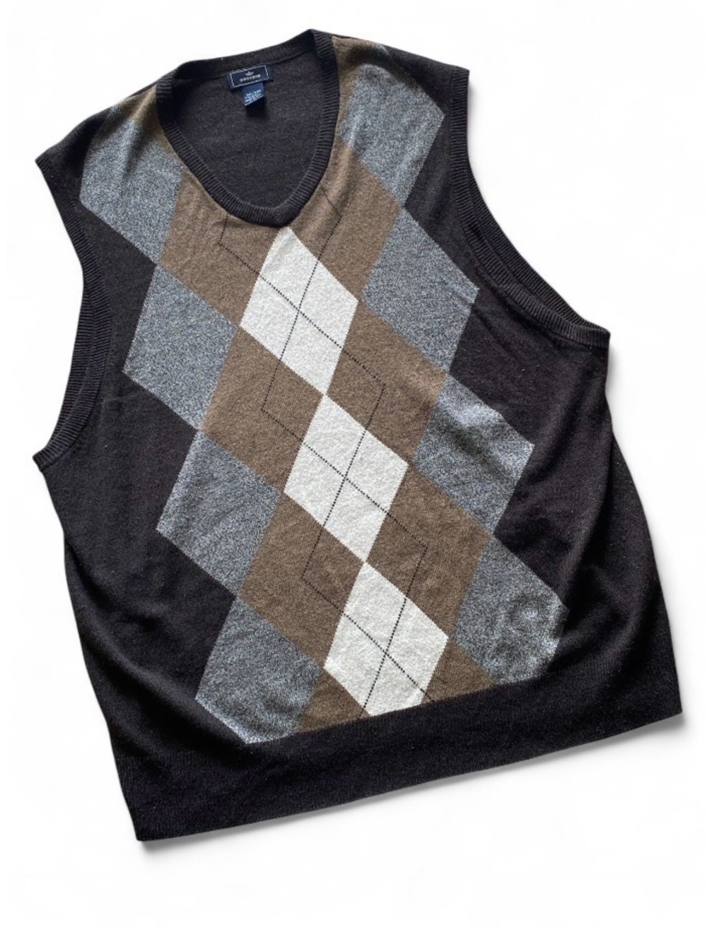 Dockers Men’s XXL Black Argyle Sweater Vest V-Neck Gray Preppy Golf Grandpa Core